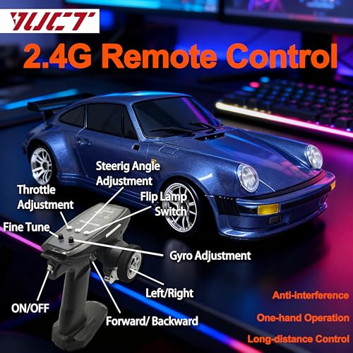 YUCT LDRC 1/18 Scale Posche 911 RC Drift Car RWD Drifting | Proportional Drift Car With ESP Gyro,LED Light, Alloy Car Shell for Adults LD1898 Purple - color: Ld1898-purple
