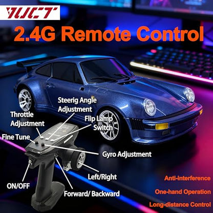 YUCT LDRC 1/18 Scale Posche 911 RC Drift Car RWD Drifting | Proportional Drift Car With ESP Gyro,LED Light, Alloy Car Shell for Adults LD1898 Purple - color: Ld1898-purple