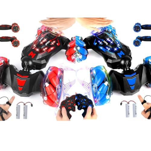 RC Stunt Car, 2.4 GHz 4WD Remote Control Gesture Sensor Toy Cars, Double Sided Rotating Off Road Vehicle 360° Flips with Lights Music, Drift rc car for Boys and Girls 3-12 Birthday