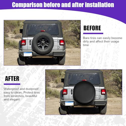Car Spare Tire Cover, 14Inch Dustproof Waterproof Vehicle Spare Wheel Protectors, All Around Soft Automotive Tough Tire Storage Protection Accessories, Universal for SUV RV Truck - size: 14Inch No Flag