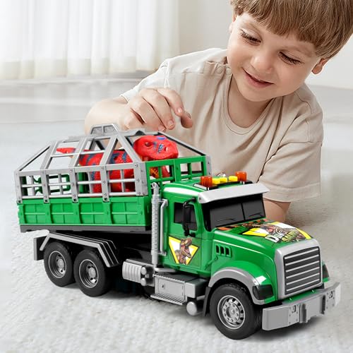 Dwi Dowellin Toy Truck Transport Cars Carrier with Dinosaur for Kids Toddlers,Birthday Gifts for Boy Toddler Child 3 4 5 6 Years Old - style: dinosaur truck