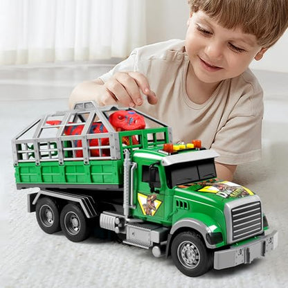 Dwi Dowellin Toy Truck Transport Cars Carrier with Dinosaur for Kids Toddlers,Birthday Gifts for Boy Toddler Child 3 4 5 6 Years Old - style: dinosaur truck