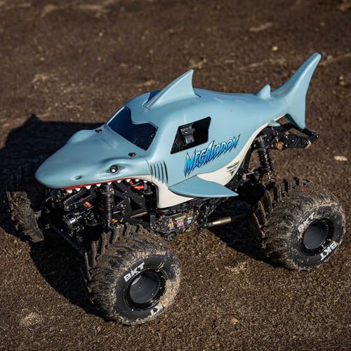 Losi 1/18 Mini LMT Megalodon 2S 4X4 RTR Brushed Monster Truck Battery & Charger Included Blue LOS01026T3 - color: Blue