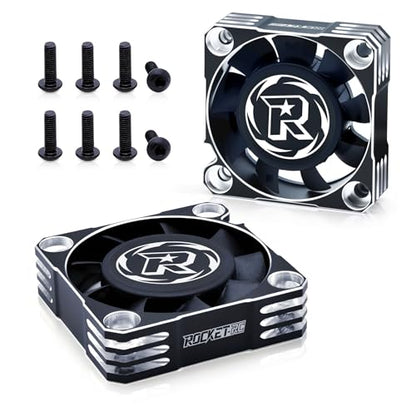2Pack 40mm Motor Cooling Fan,16000RPM RC ESC Cooling Fan for 1/8 1/10 RC Car 540 550 Motor (Black Silver) - style: 2pack Black Silver
