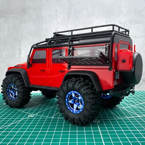 4PCS 1.3" Beadlock Wheel Tires Set Aluminum 1.3inch 5-Spoke Beadlock Wheel Hub Wheel Rim 7mm Hex ＆ 70mm/2.76inch Rubber Crawler Tires for 1/18 1/24 RC Crawler Car SCX24 TRX4M (Blue) - color: Blue
