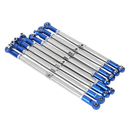 8PCS Metal Adjustable Tie Link Rod, Blue Silver Aluminum RC Car Parts for 1/10 2.0 5319X 5338R