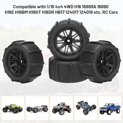 1/16 RC Tires, daitoku RC Paddles Buggy Tires 12mm Hex Hub RC Car Beach Tires for SCY MJX HBX H16 16889 16890 16890A H16E H16BM H16GT H16DR HB17 144001 144002 124016 Master RC Car