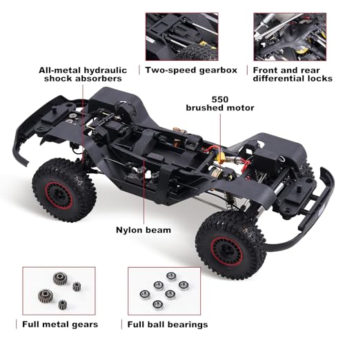FMS Canyon 1/10 RC Crawler with Innovative DIG System LCG Chassis,Pro 4x4 RC Rock Truck with Portal Axles, 2-Speed Transmission, Full Metal Oil Shocks,High Simulation Remote Control Car