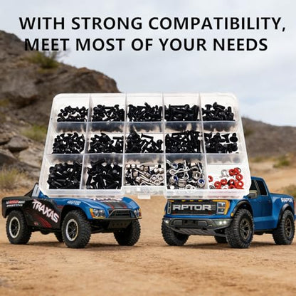 RC Car Repair Work Stand Repair Tool Set 360 Degree Rotation and 524PCS RC Screws Kit & RC Screwdrivers and Screws Pallet for 1/8 1/10 1/12 1/16 1/18 RC Crawler Truck Buggy Vehicle Scale Accessories