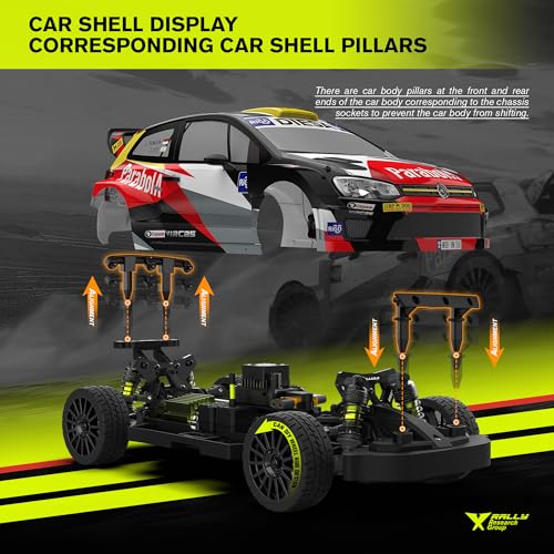 RLAARLO 1/12 Brushelss RC Cars for Adult Top Speed 50+ MPH Rally Car All Terrain RC Truck 4W Off-Road Monster Trucks with Gyro Waterproof Remote Control Car (Red) - color: Red-white