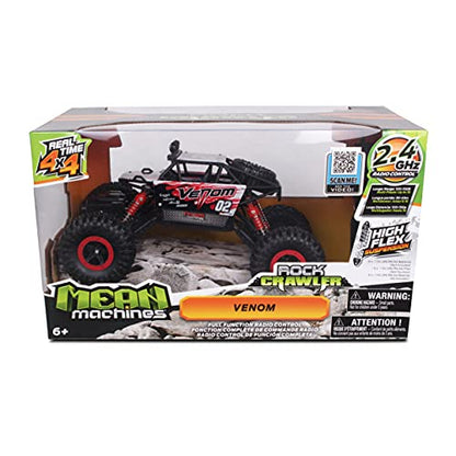 NKOK Mean Machines 1:16 2.4GHz RC Rock Crawler Venom (Red), Designed for Rough Terrain Climbing, Pistol Grip Full Function Controller, Powerful Motor - style: Venom