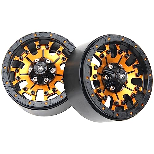 ShareGoo Metal 1.9inch Beadlock Wheel Rims 12mm Hex Hubs 10-Spoke Compatible with Traxxas TRX4 Axial SCX10 RC4WD D90 D110 Tamiya CC01 MST Redcat Gen8 1/10 RC Crawler Car (Yellow) - color: Yellow