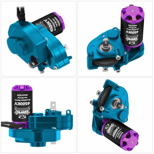 GOUPRC Upgrade 30A Brushless ESC & 1224 4500KV Brushless Outrunner Motor with Blue Transmission for SCX24 RC Crawler Axial 1/24 RC Crawler Buggy - style: Blue Transmission
