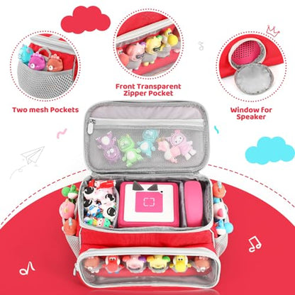 PISOSN Portable Carrying Case Compatible with Toniebox Starter Set and Tonies Figurines, Carrying Bag for Toniebox 2 & Accessories (Red) - color: Red