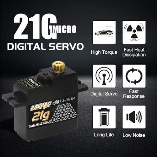 GOUPRC 21G Micro Mini Digital Servo of Metal Gears with 25T Servo Horn for 1/14 1/16 RC Crawler Car Upgrade Servo Parts Model Boat Airplane Robot (1PC) - style: 21G 1PC