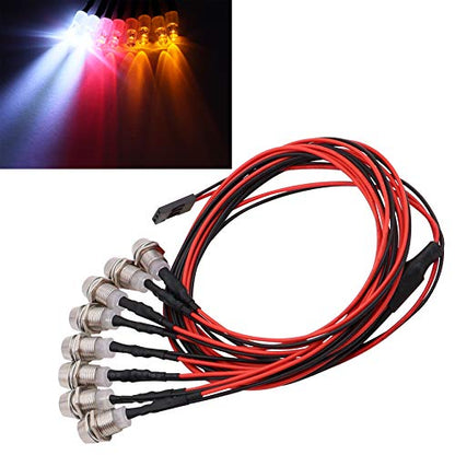 8Leds LED Light Headlights Lighting Taillight Kit Accessories Lights Compatible with traxxas HSP RC4WD Tamiya Redcat Axial SCX10 RC Car Crawler Truck Tank,5mm(2 White + 2 Red+ 4 Orange)