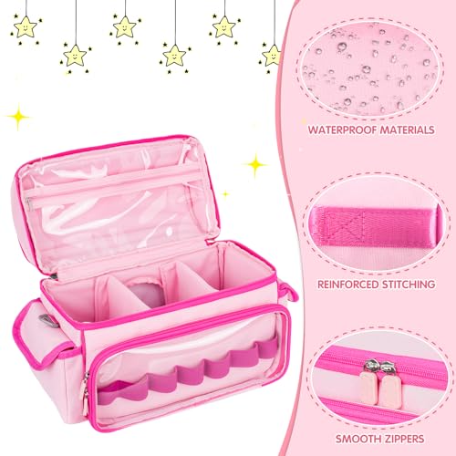 Carrying Case Compatible with Toniebox 2 & 1 Starter Set & Tonies Figures | Cute Storage Bag Fits for Tonies Characters, Headphones & Accessories, Travel Case with Clear Pocket & Speaker Window,Pink - color: Pink
