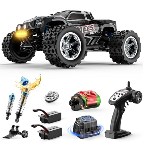 DEERC 8618 1/16 Fast Brushless RC Cars for Adults,4WD Remote Control Truck | Max 56mph,2 3S Lipo Batteries Electric Off-Road Waterproof RC Truck,4X4 High Speed Remote Control Car,All Terrain RC Truggy - style: 1/16 Black
