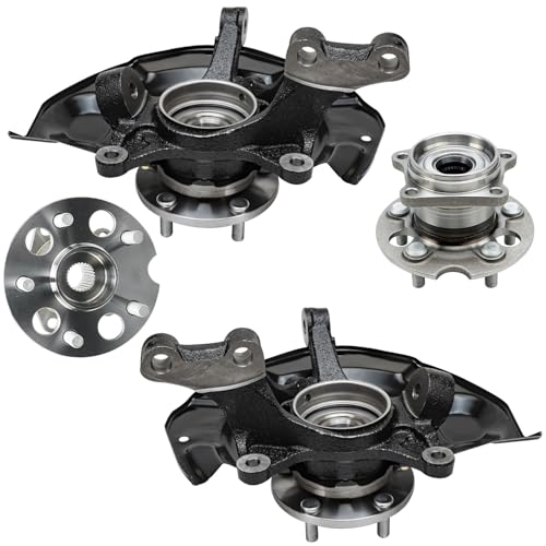 Detroit Axle - 4pc AWD Front Steering Knuckles Rear Wheel Bearing Hubs | for 2004 2005 2006 2007 2008 2009 2010 Toyota Sienna, 2 Steering Knuckles 2 Non-ABS Wheel Bearing Hubs Replacement - size: 4UW48672/Kit