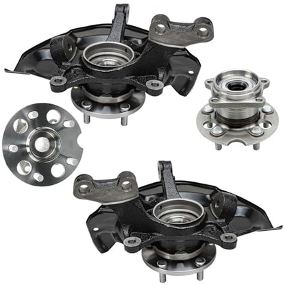 Detroit Axle - 4pc AWD Front Steering Knuckles Rear Wheel Bearing Hubs | for 2004 2005 2006 2007 2008 2009 2010 Toyota Sienna, 2 Steering Knuckles 2 Non-ABS Wheel Bearing Hubs Replacement - size: 4UW48672/Kit