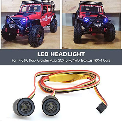 GLOBACT OGRC RC LED Light Kit Headlights Angel Eyes with 12 Modes for Traxxas TRX-4 Axial SCX10 RC4WD 1/10 RC Rock Crawler Car Accessories | 5-8V, IP67 Waterproof Headlights 12 modes for Traxxas Axial Redcat RC4WD 1/10 Crawler Body Accessories