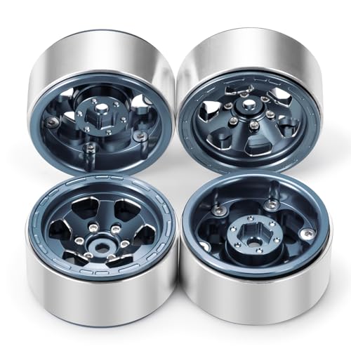 1.3" beadlock Wheels RC Aluminium Rims for 1/18th TRX4M 1/24th AXIAL SCX24 RC Crawler Car Upgrade Parts (Titanium) - color: Titanium
