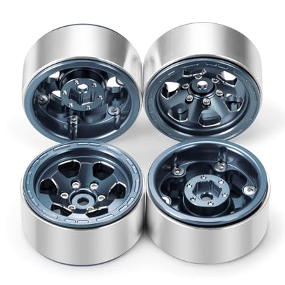 1.3" beadlock Wheels RC Aluminium Rims for 1/18th TRX4M 1/24th AXIAL SCX24 RC Crawler Car Upgrade Parts (Titanium) - color: Titanium