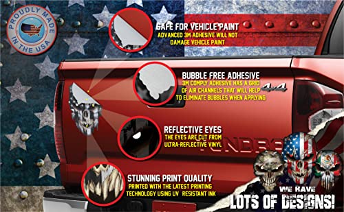 Ripped Skull US Flag with Thin Blue and Red Line Honoring Police and Firefighters Fire Fighter Department Fireman Firewoman - color: Blue Red Line, size: 6.5 Inch