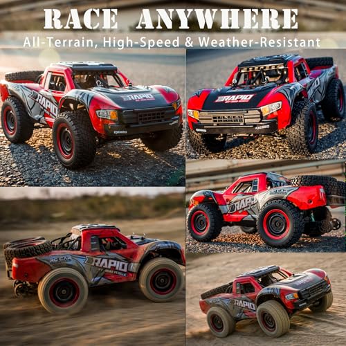 RC Cars 1:14 RC Truck 30 MPH 4WD Remote Control Car All Terrain Trophy Car for Adults Boys Teens Fast 50 Mins Play Off-Road RC Buggy Big Short Course Monster Truck with 2 Batteries (RTR) - color: 130-red