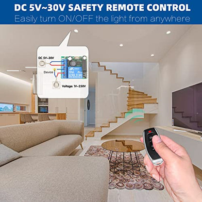 DieseRC Wireless Remote Control Switch 433Mhz 5V 12V 24V 1 Channel Radio Control Relay Receiver with 1 Transmitter Keyfobs Potential-Free Contacts Relay Controller - color: 1 Recever and 1 Transmitter