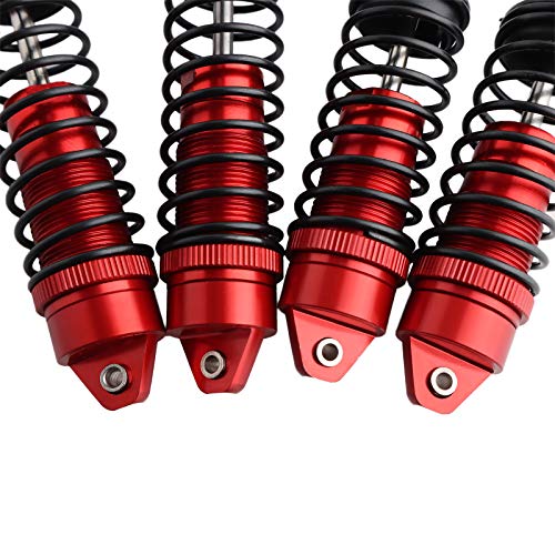 5862 Front & Rear Aluminum Alloy Shock Absorber for 1/10 Slash 4x4 Hoss Rustler Stampede Bandit VXL Nitro Shock Parts Replace of 3760 3762 SLA014 (4-Pack) (Red) - color: Red