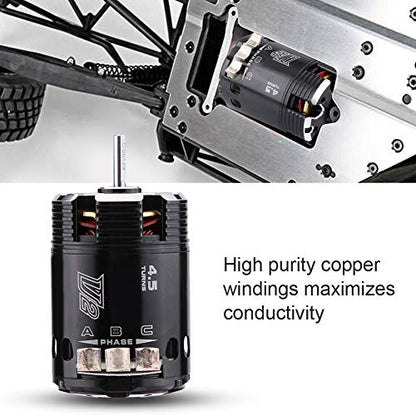 Karlak HighPerformance 540 4.5T V2 Sensored Brushless Motor for 1/10 Electric RC Racing Car Durable Metal Black 1 Piece