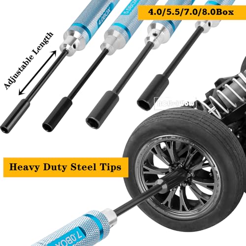 RC Tool Kit w/Height Adjustable Work Stand, 1.5 2.0 2.5 3.0mm Hex, 4.0 5.5 7.0 8.0mm Nut Driver, 17mm Wheel Socket &Screw Tray for 1/10 TRX4 Slash 4X4 BL-2S SCX10 III SENTON L0S1 1/8,Blue - color: Navy Blue(1set)