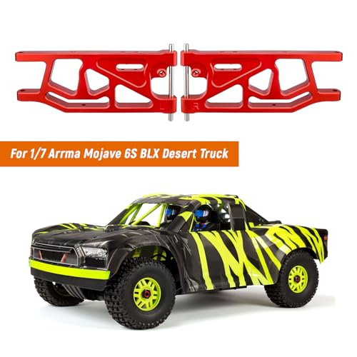 Aluminum Rear Lower Suspension Arms Set for ARRMA Mojave 6S BLX Upgrades 1/7 Scale Desert Truck, Replaces ARA330607 (Red) - color: Red