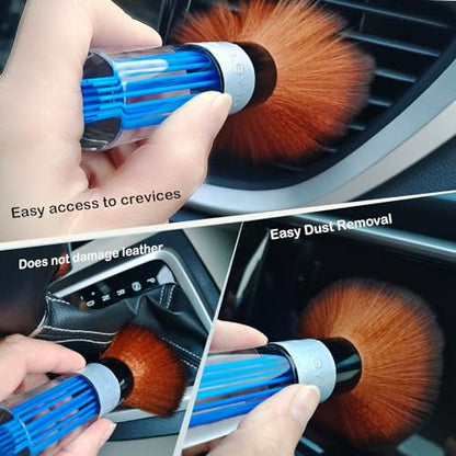 Car Interior Dusting Brush Auto Dust Sweeping Soft Bristles Detail Brush Dashboard Mini Duster Interior Cleaning Brush Tool for Car Seat,Vent,Dash Microfiber Detailing Brushes Supplies 2PCS - color: Style 3 (Blue Medium Brush + Wool Duster)