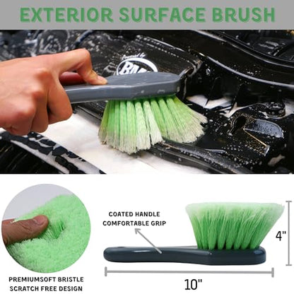 7PACK Car Engine Bay Details Cleaning Kit, Soft-bristled Engine Surface Brush,Long&Slim Bendable Brush, Edgeless Drying Towel,Finger Microfiber Applicator, Deep Cleans Engine Bay Hard to Reach Place