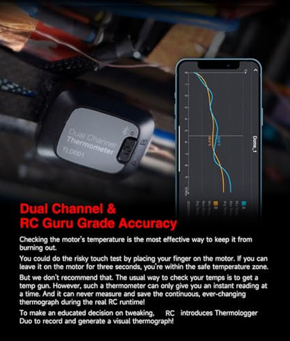 Sky RC TLD001 Duo ESC Motor Battery Thermologger Thermometer Dual Channel 96 Working Hours for Mesure Temperature Data