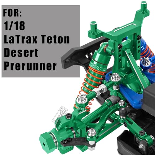 Alloy Metal Shocks&Drive Shaft Axles&Suspension Arms&Steering Block&Camber Links Toe Links&Gearbox&Body Posts Mount&Shock Tower Upgrades Parts for 1/18 LaTrax Teton Desert Prerunner,Green - color: Green(for 1/18)