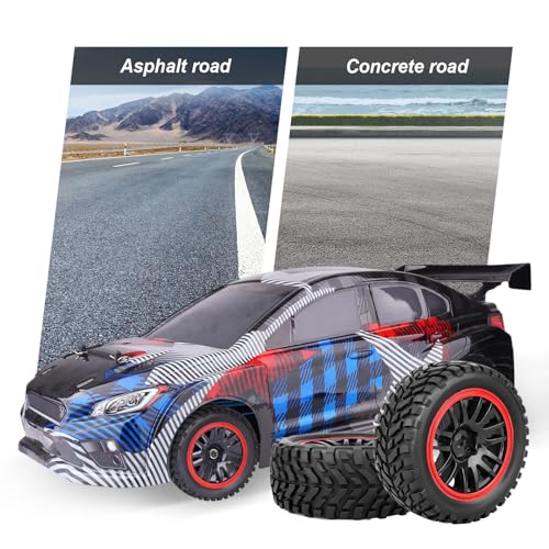HobbyPark 2.55" Tall 12mm Hex PreGlued 1/10 RC Touring Car Wheels and Tires Set 1.02" 26mm Wide Soft Rubber for Tamiya HPI Traxxas Redcat Kyosho Brushless Motor 2S 3S Lipo (Style 1)