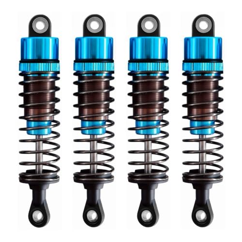 4PCS Oil Filled RC Shocks for 1/10 RC Cars, Adjustable Aluminum Shock Absorbers for Buggy Truggy Touring Drift Cars Monster Trucks (Blue 75mm)