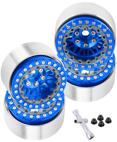 RC 1.9 Wheel Rims for 1/10 SCX10 SCX10 II 90046 SCX10 III AXI03007 SCX10 Pro TRX4 TRX6 Gen7/8 D90 VS4-10 MST CFX RC Crawler Car,4pcs Aluminum 1.9 Wheel Rims,Navy Blue - color: Navy Blue - (Rims)