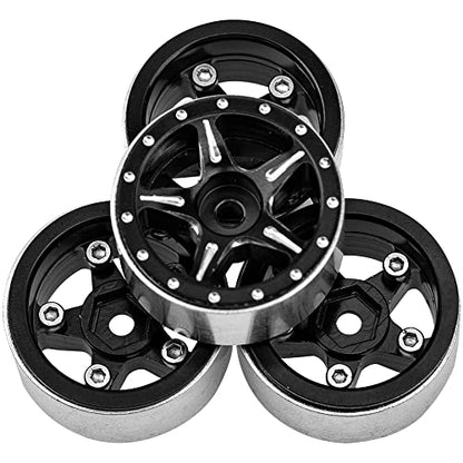 ShareGoo 4Pcs 1.0 Beadlock Wheel Rims 7mm Hex Wheel Hubs Compatible with Axial SCX24 Gladiator Deadbolt Bronco C10 JLU 1/24 RC Crawler Upgrade Parts