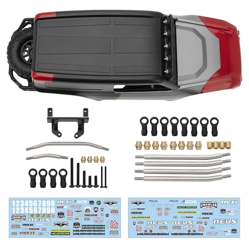 MEUS Racing MB18 TRX4M Body & Chassis Kit for Traxxas TRX4M Defender Bronco K10 F150 High Trail 1/18 RC Crawler Upgrades Parts (Red&Black) - color: Red&black