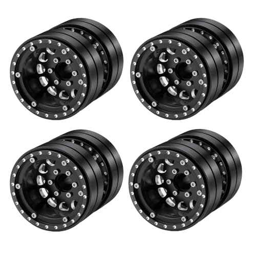 RCHUBAM 4PCS 1.9" Twin Beadlock Wheels for 1/10 Scale SCX10 TRX-4 TRX6 G63 | RC Dually wheels Tractor-Trailer Design,RC Upgrade Parts - style: 4PCS