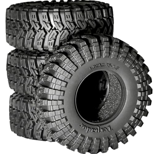 1.3” All Terrain RC Tires 70 * 28mm for TRX4M SCX24 Micro Crawlers (4-Pack) | High-grip Soft Sticky Rubber Tyres (Foam Insert) for Mud/Rock Climbing Fit 1/18 TRX4M High Trail & 1/24 AX24 FCX24 RC Trucks