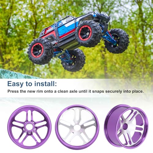 MECCANIXITY 4Pcs RC Car Wheel Rims, 23.5mm Dia 5-Spoke Purple Aluminum Alloy Wheel Rims Hex Hub for HSP RC Drift Racing Touring Car - color: Purple, size: 23.5mm Dia