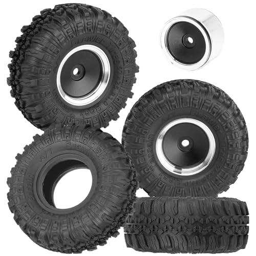 RC 1.0" Wheels and Tires for 1/18 TRX4M,1/24 SCX24 RC Crawler Car,RC Off Road Buggy Rally Truck Wheel and Tires,1.0 Alloy Wheel Rims & Rubber Tires,w/Foam Inserts,7mm Hex Rim,4PCS-(A) - style: 1.0 - (A-Gravel Tires)
