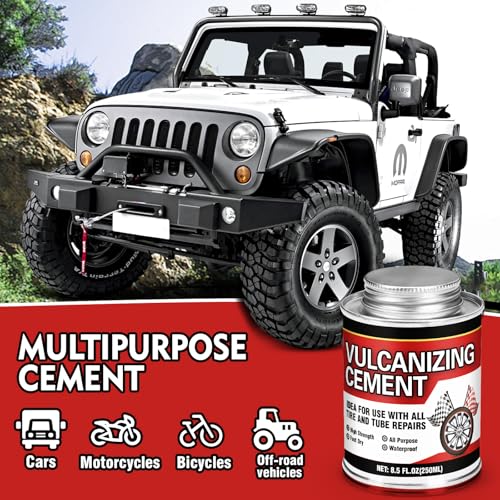 Chemical Vulcanizing Cement 8.5FL.Oz, Heavy Duty Rubber Cement Glue with Brush, Multipurpose Tire Repair Adhesive for Car, Motorcycle, Bike Tires