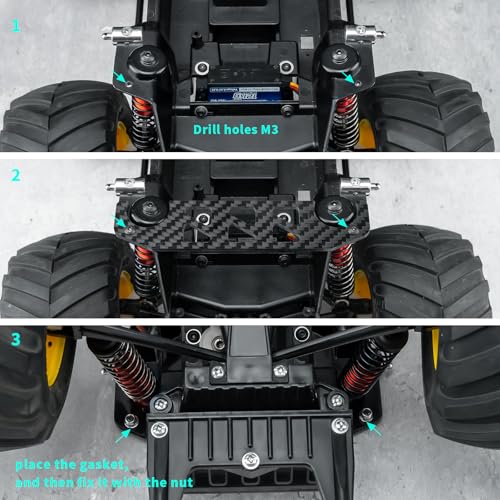 Que-T Carbon Fiber Front Chassis Brace for 1/12 Tamiya 58347 Lunch Box RC Truck