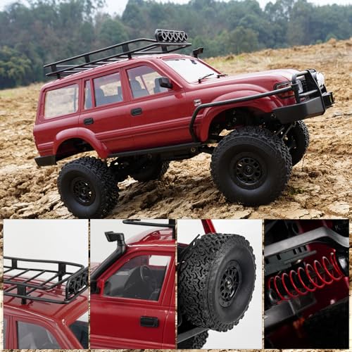 ARRIS WPL C54-1 LC80 1/16 RC Rock Crawler 4WD RTR Truck | Land Cruiser 80 Styling, Upgraded Chassis, Proportional Steering, Trail Ready - color: Wpl C54-1 Red